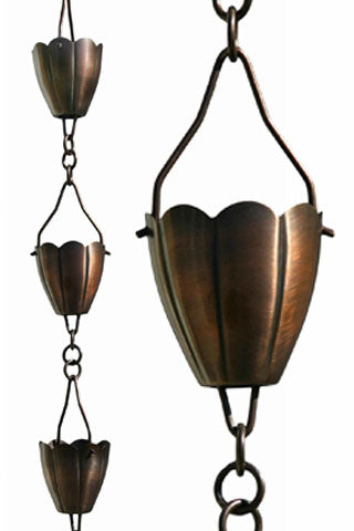 Patina Products R260 Antique Flower Cup 8.5' Rain Chain