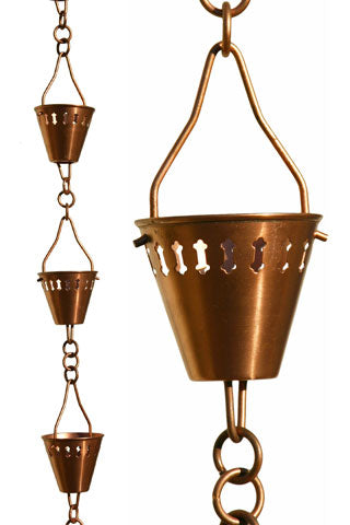 Patina Products R279 Copper Shade Cup 8.5' Rain Chain