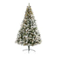 8’ Flocked Oregon Pine Artificial Christmas Tree With 500 Clear Lights And 1172 Bendable Branches