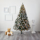 8’ Flocked Oregon Pine Artificial Christmas Tree With 500 Clear Lights And 1172 Bendable Branches