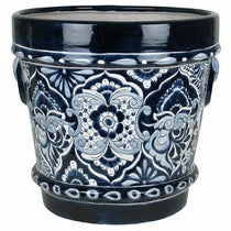 Large Blue & White Talavera Handled Flower Pot TM2210