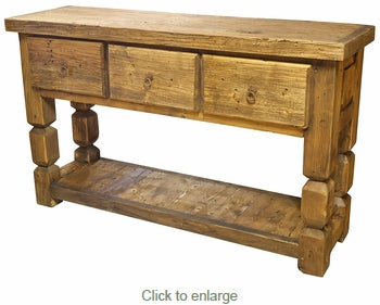 Rustic Wood Square Leg Sofa Table with Large Drawers MI1010169