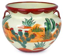 Talavera Pottery Large Round Cactus Pot MT2000