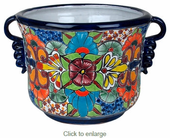 Talavera Squash Flower Pot with Handles AE2047